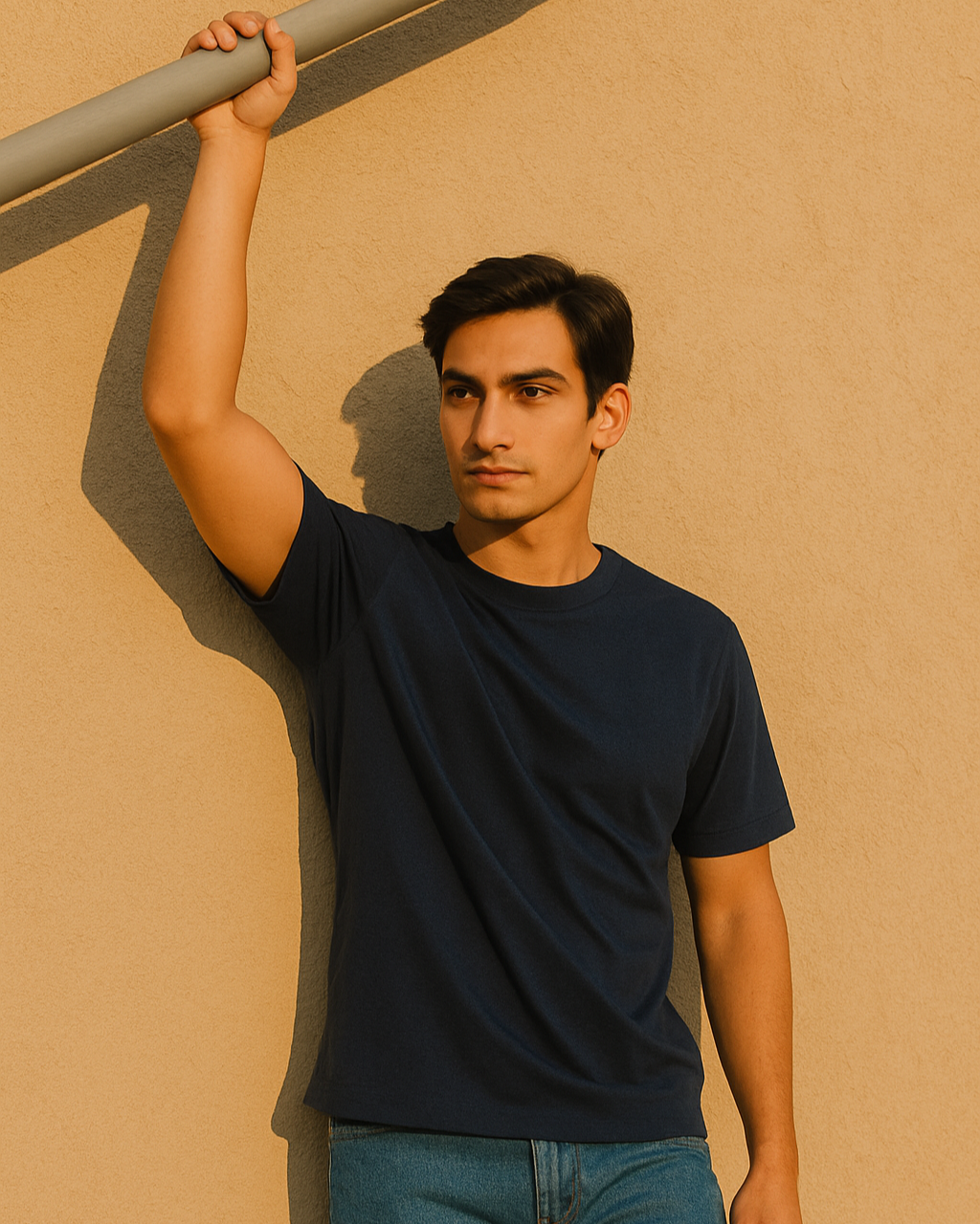 Mid-Blue Crew Neck Tee – ARAM