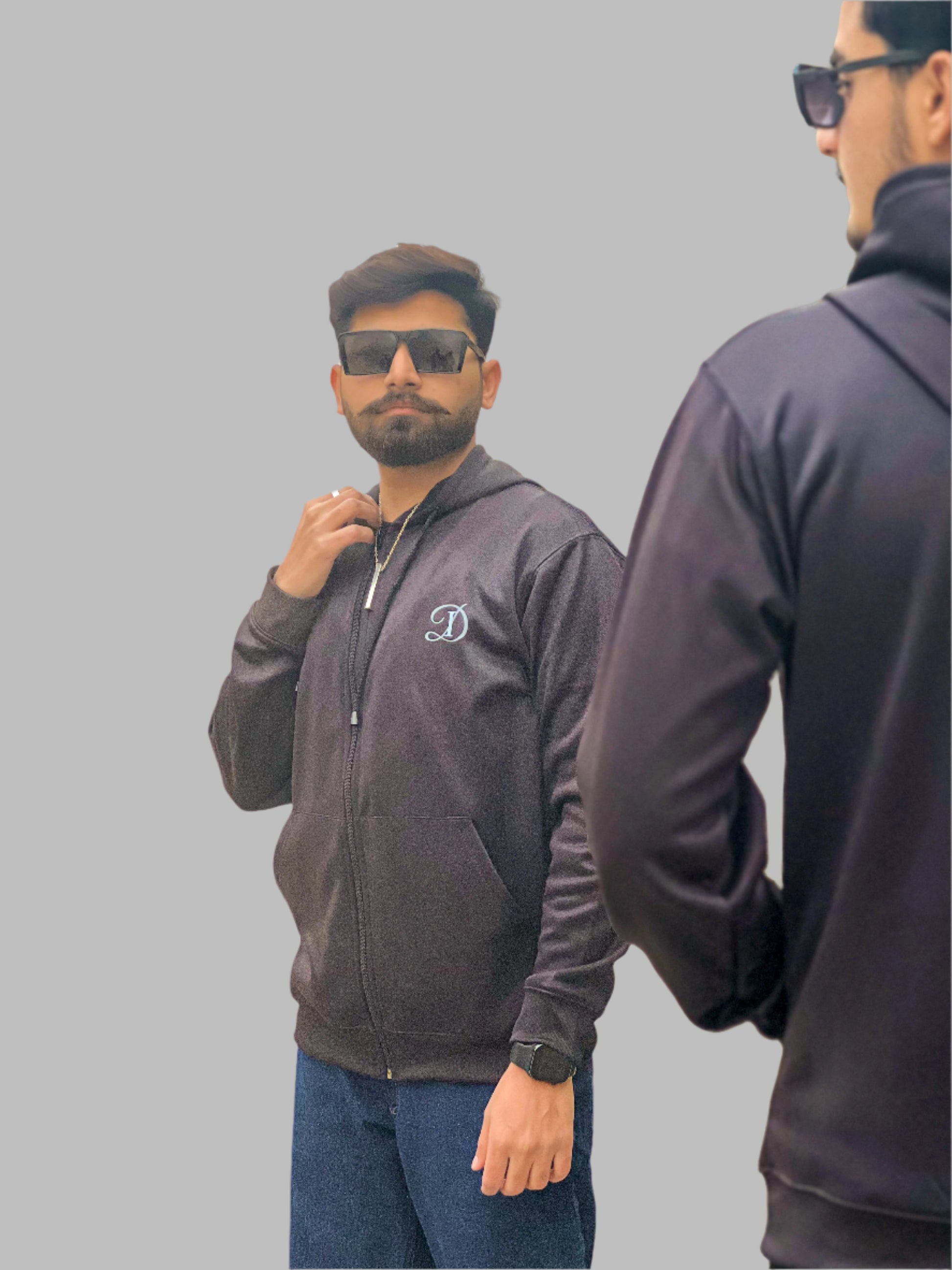 Black Zipper Hoodie – Plain