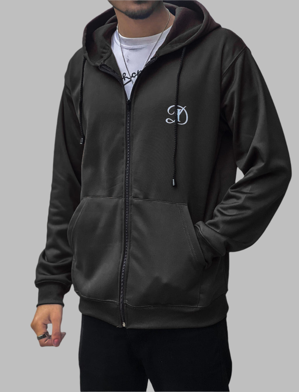 Black Zipper Hoodie – Plain