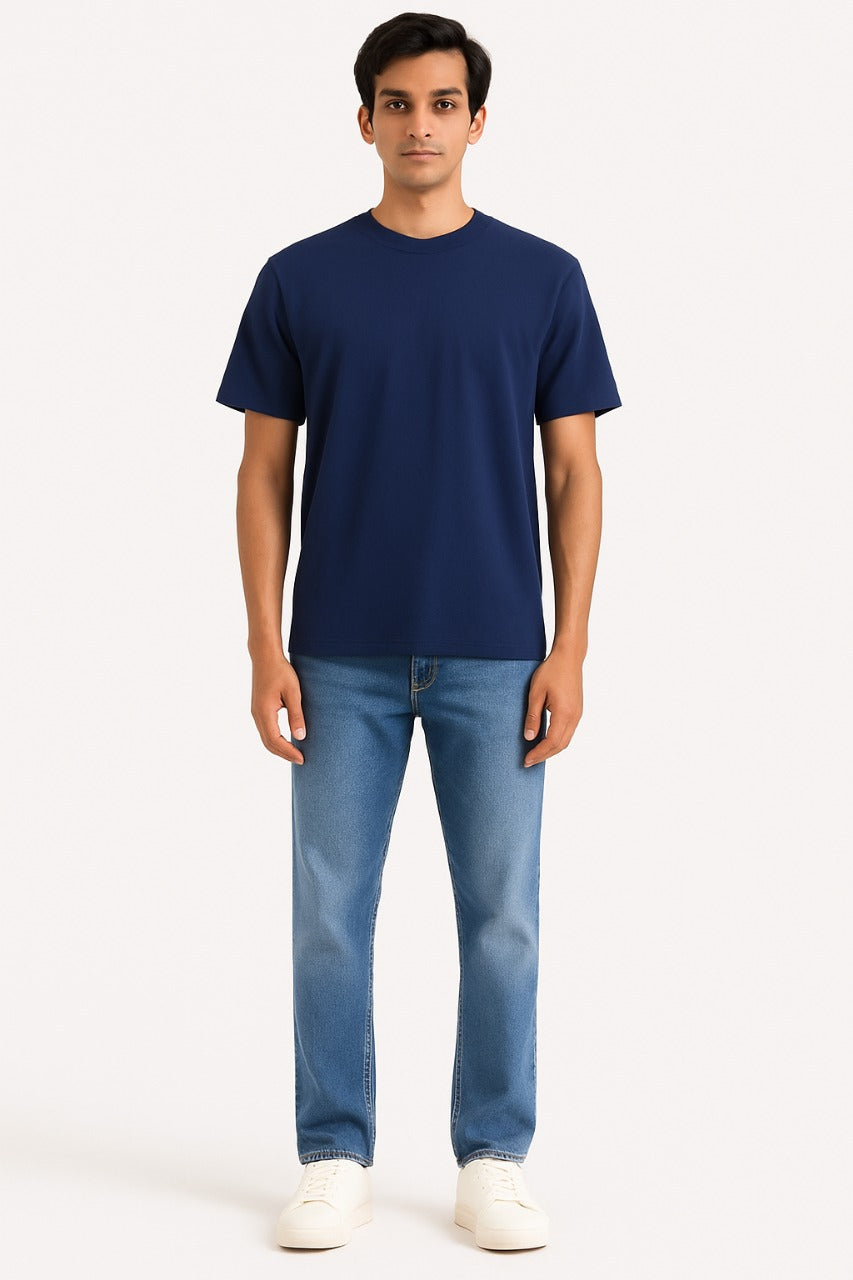 Mid-Blue Crew Neck Tee – ARAM